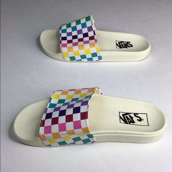 Vans Rainbow Checkered Slides Size 7. - Picture 7 of 9